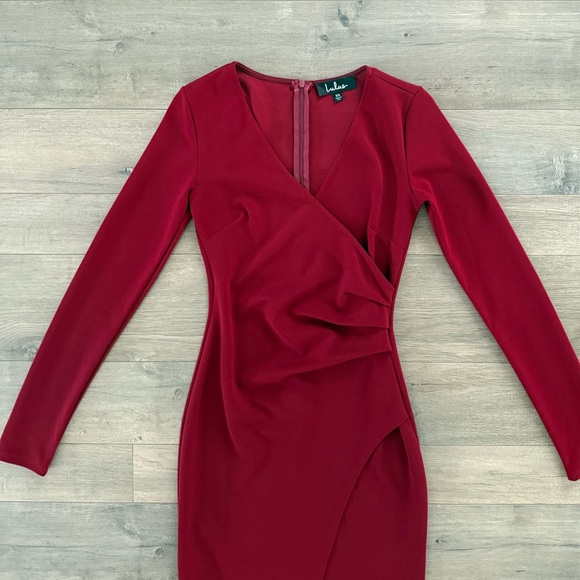 Lulu's Dark Red Long Sleeve Bodycon Dress - Picture 4 of 15